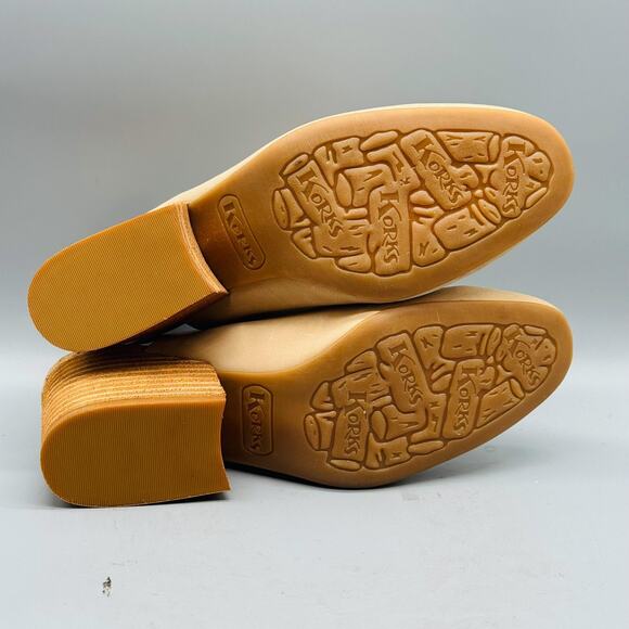 Korks Shoes Women 7 Beige Nude Leather Slingback Buckle Mules Block Heel Comfort - Picture 10 of 13